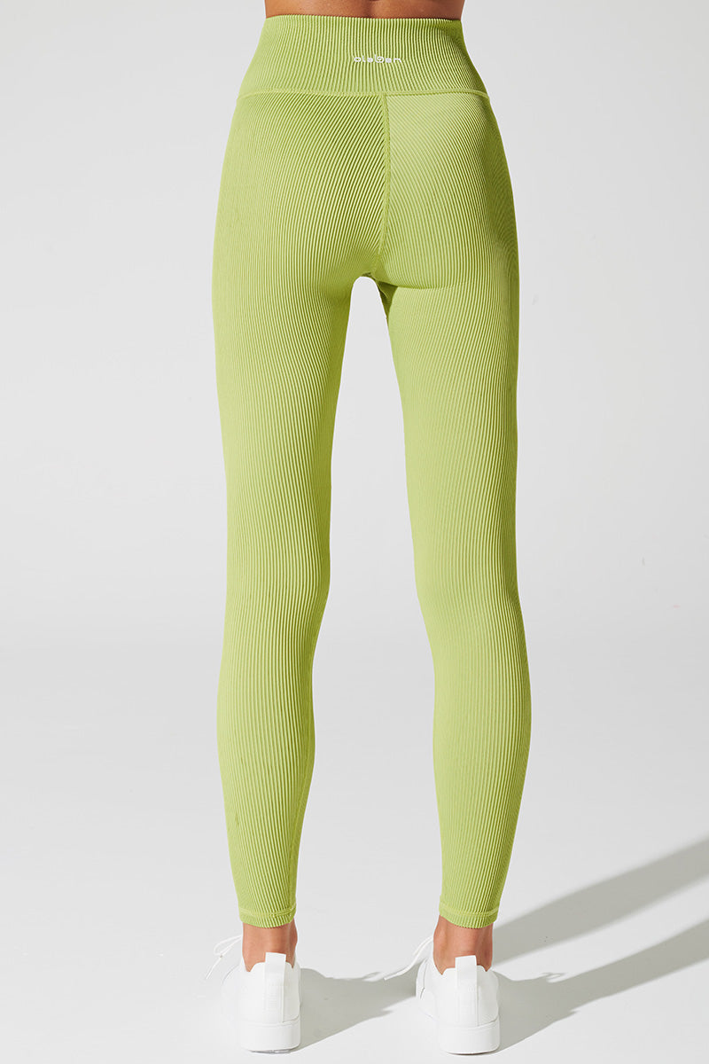Green smoke Bondi V-ribbed leggings for women, size 4, in a stylish and comfortable design.