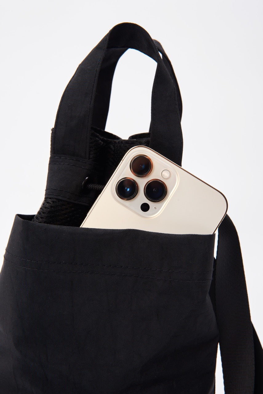 Black bucket bag with OW-0146-UBA-BK design, perfect for a stylish and trendy look.