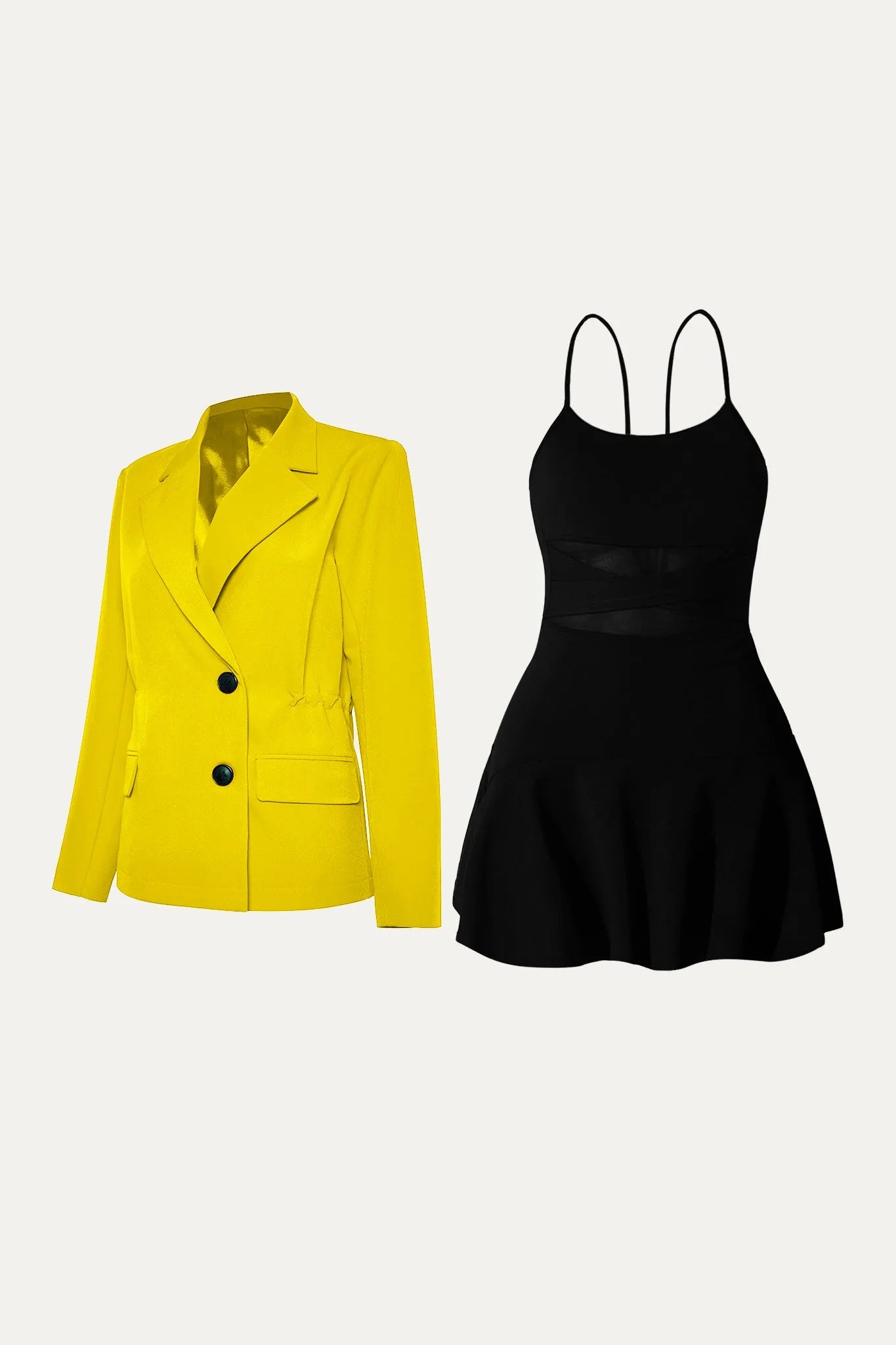 Avena Dress & Tifan Blazer - Black