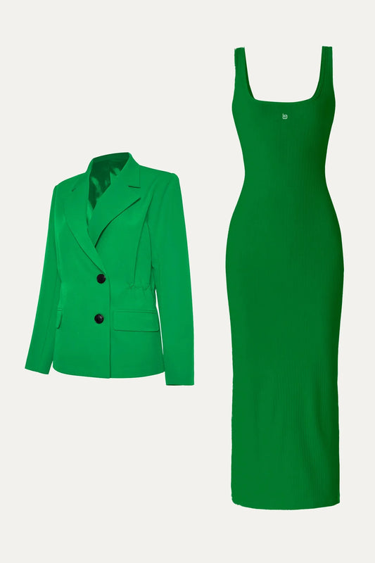 Kyan Dress & Tifan Blazer - Fern Green