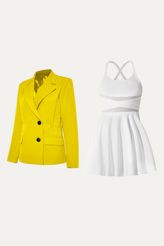 Avena Dress & Tifan Blazer - White