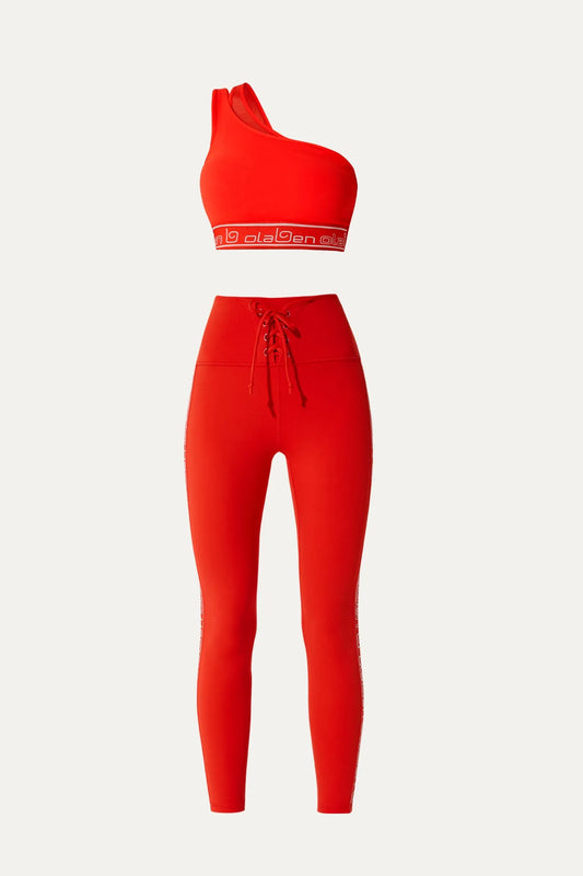 Asymm Bra & Double Knot Legging - Venetian Red