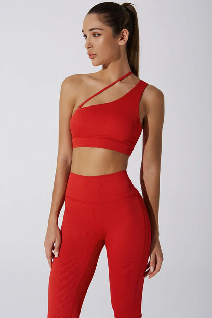 Caram Ribbed Off Shoulder Bra - Savvy Red - Olaben