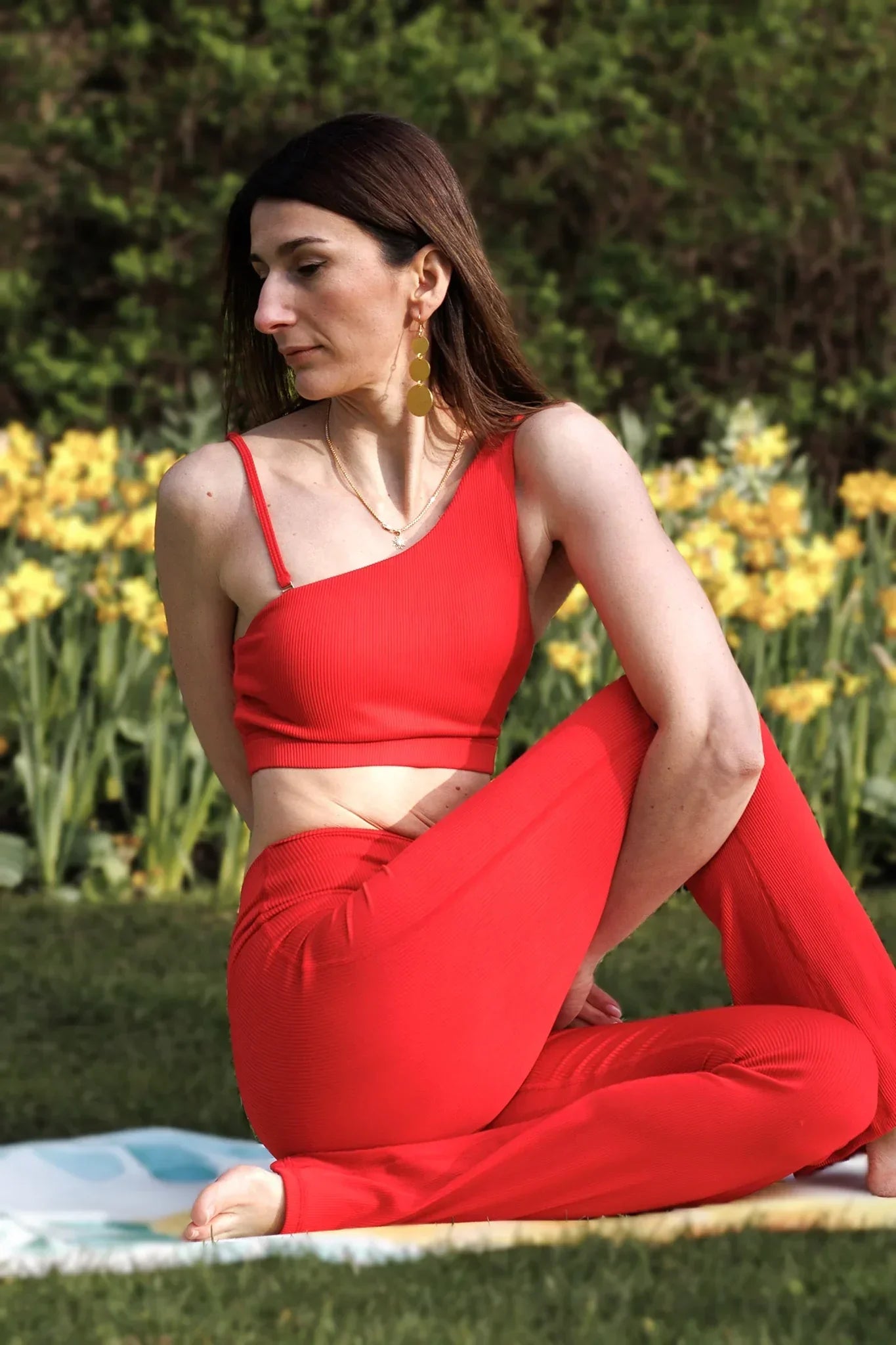 Evana Flare Ribbed Legging - Savvy Red - Olaben