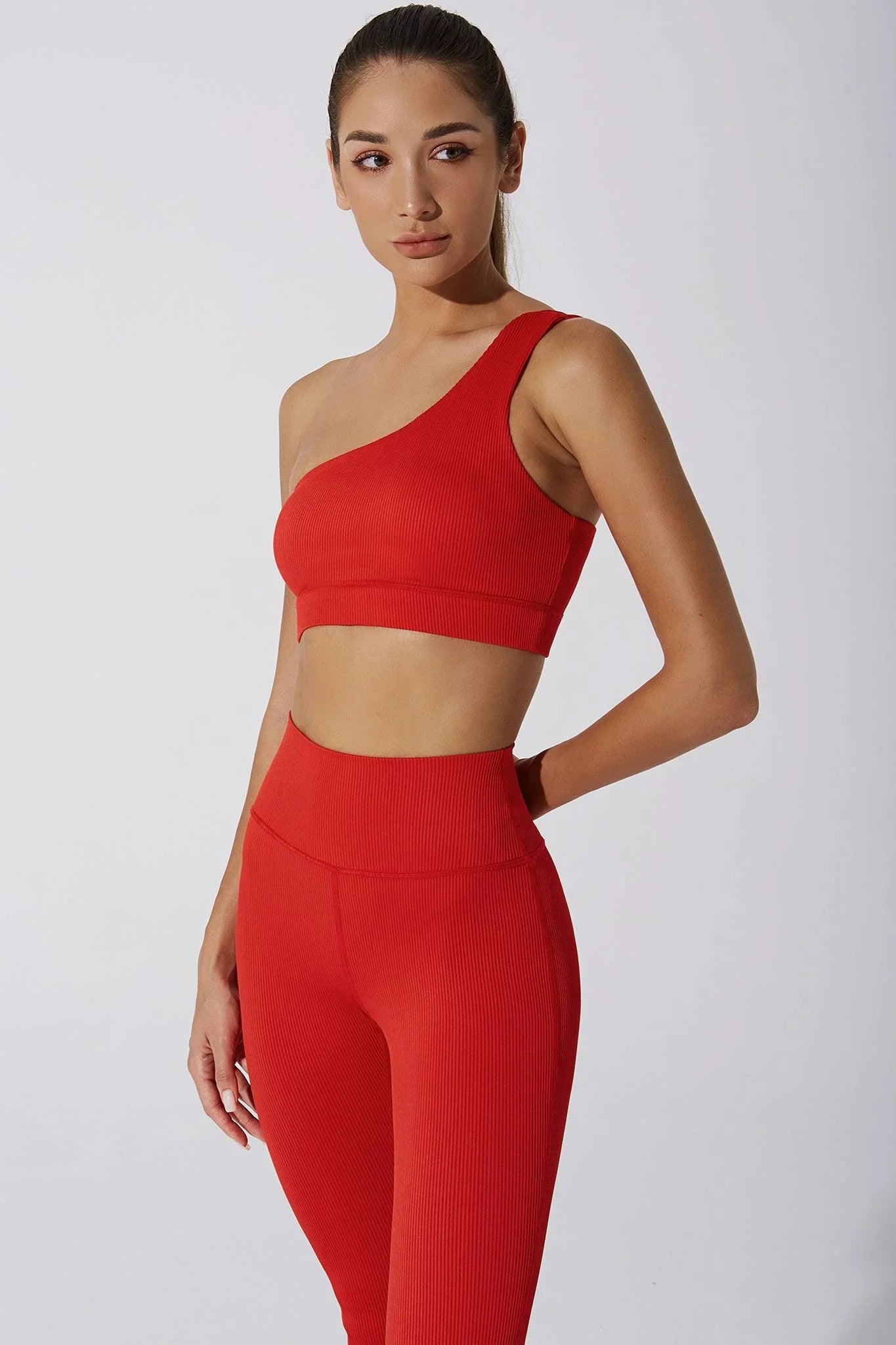 Caram Ribbed Off Shoulder Bra - Savvy Red - Olaben