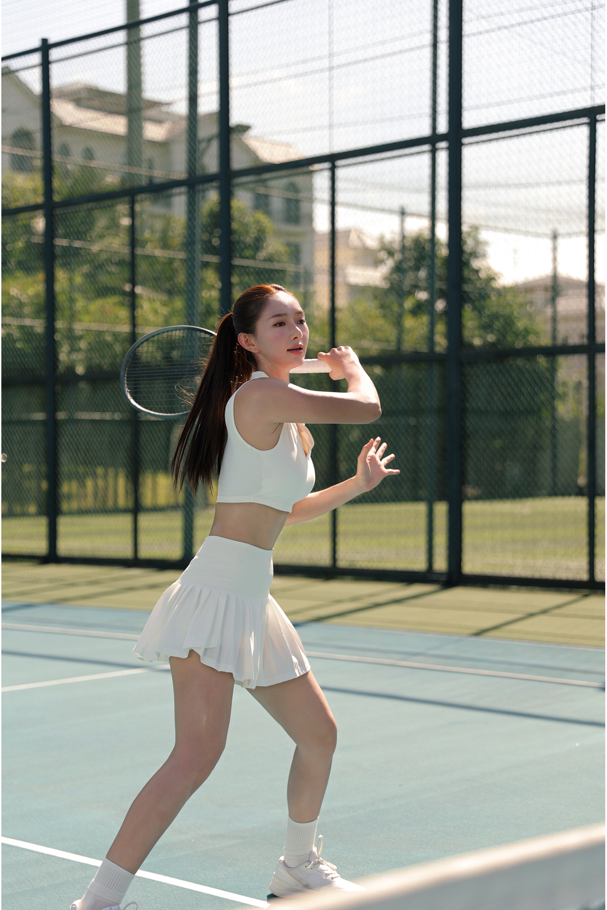 Centre Court Crop Polo - White