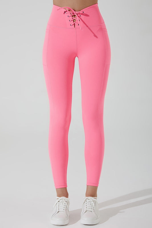 Charlise high-waist leggings in cotton candy pink, a stylish choice for women's fashion.