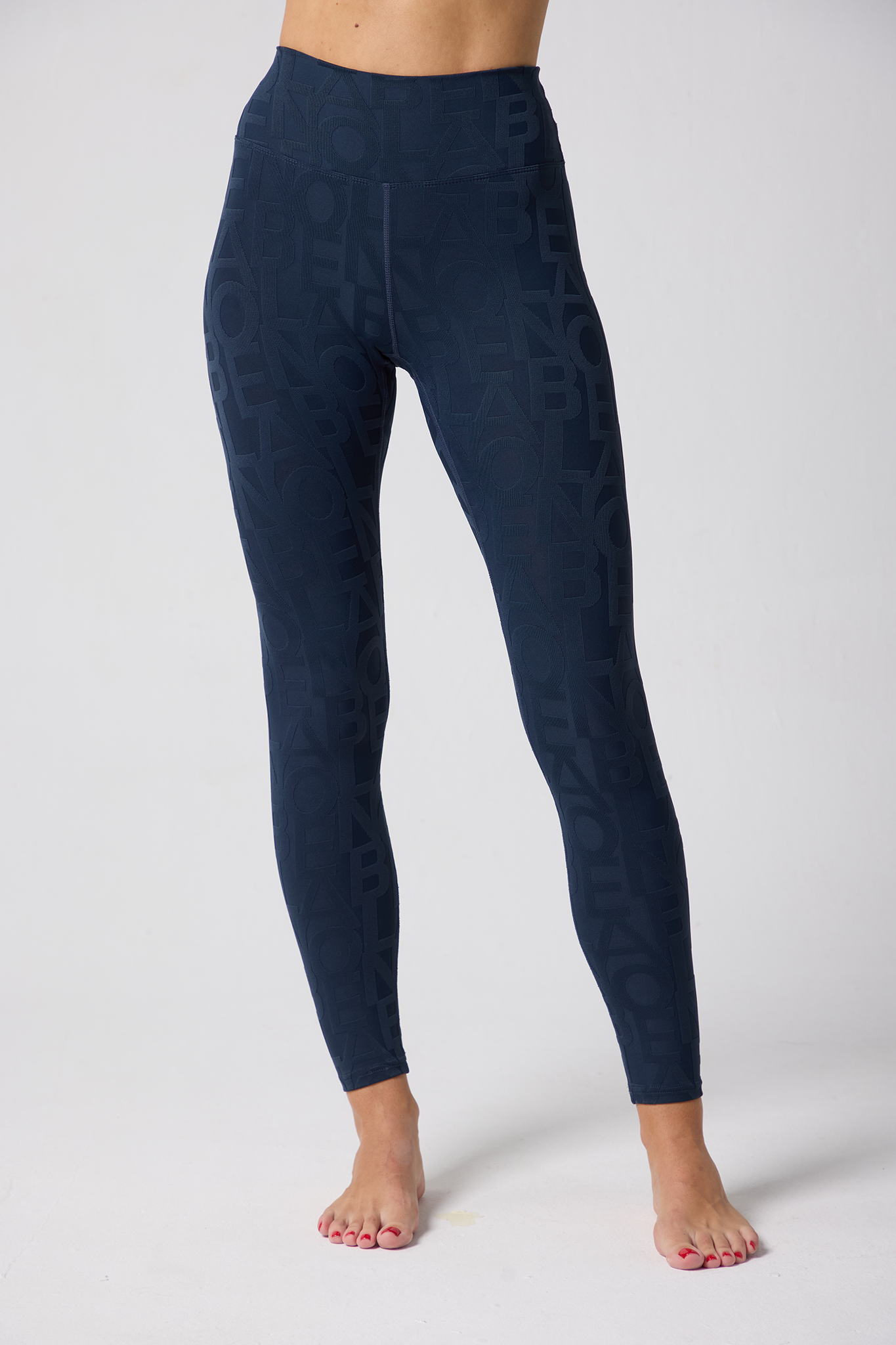 Olaben Deese Fleur 3D legging in deep navy, embossed sculpting fabric