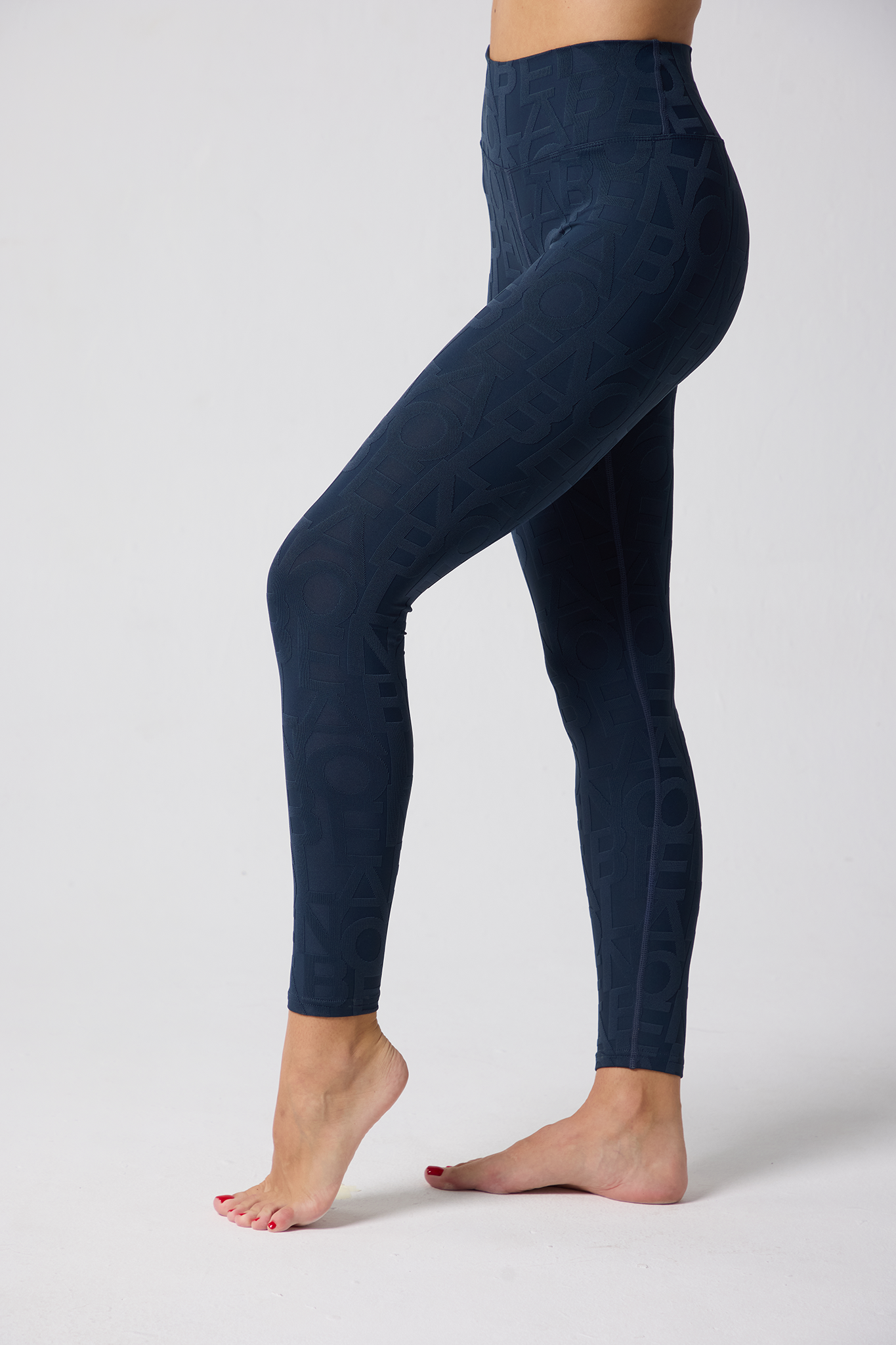 Olaben Deese Fleur 3D legging in deep navy, embossed sculpting fabric
