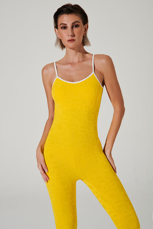 Stylish gamboge yellow women's jumpsuit with 3D design by Coeur Del Jumpsuit - OW-0072-WJU-YL.