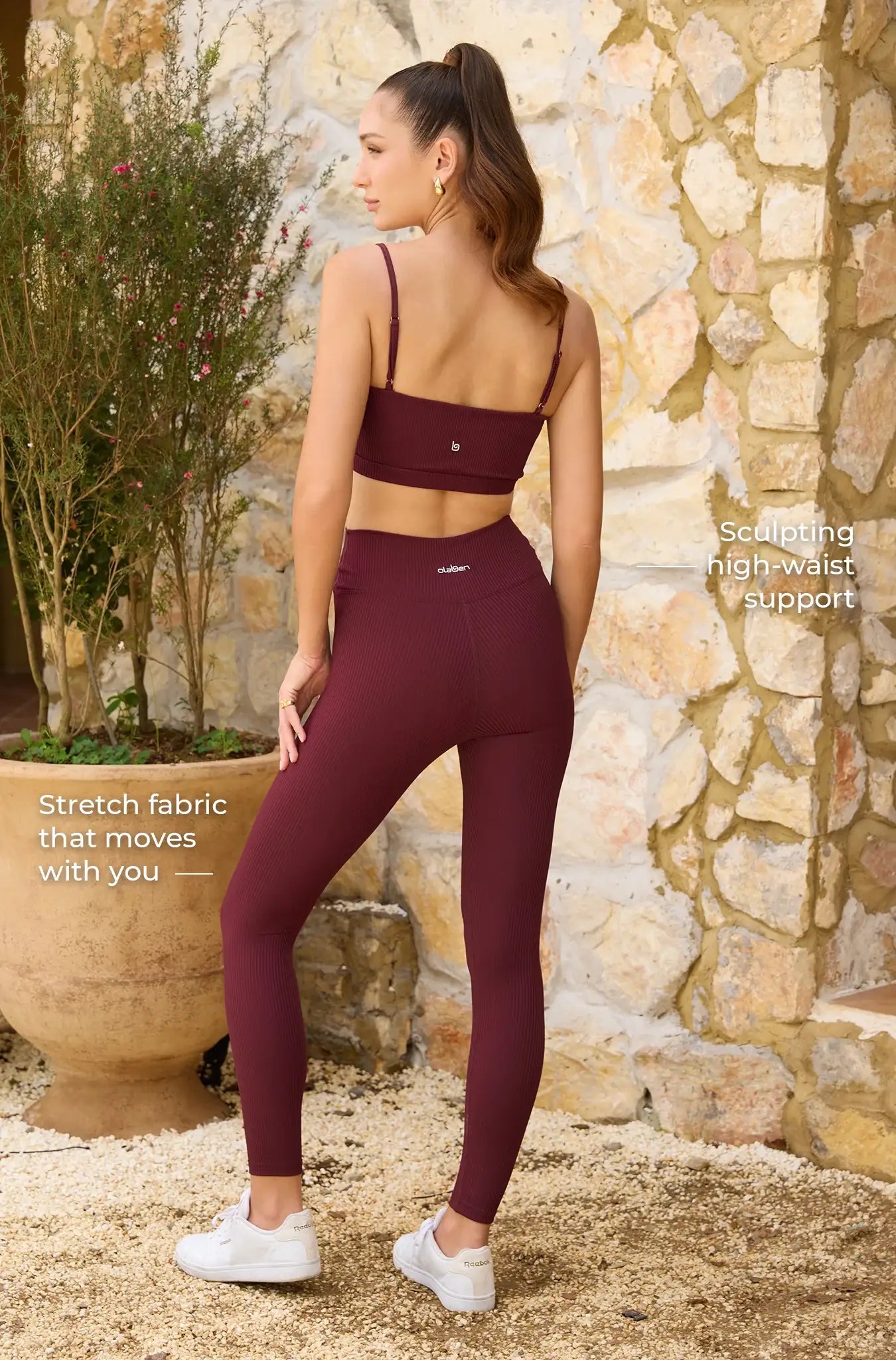 Core High Waist Ribbed Leggings - Dark Fire