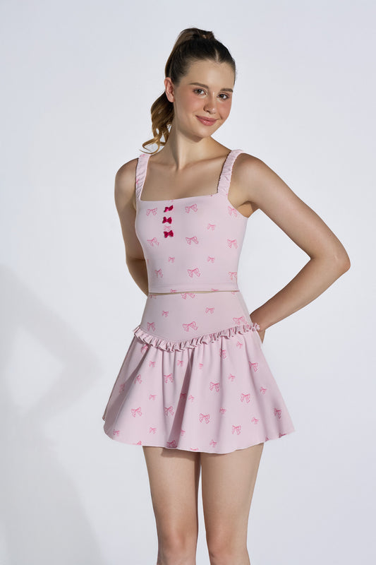 Dainty Bows Crop - Pink Bow - Olaben - Womens Tank Top