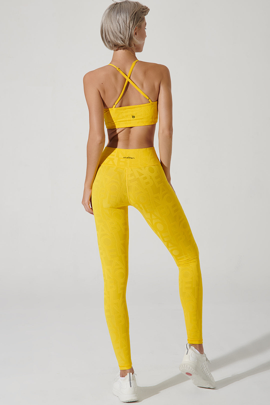 Vibrant gamboge yellow 3D leggings for women - Deese Fleur Legging - OW-0073-WLG-YL.