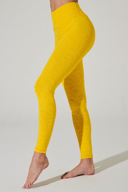Vibrant gamboge yellow 3D women's leggings with a floral pattern - OW-0073-WLG-YL_3.jpg
