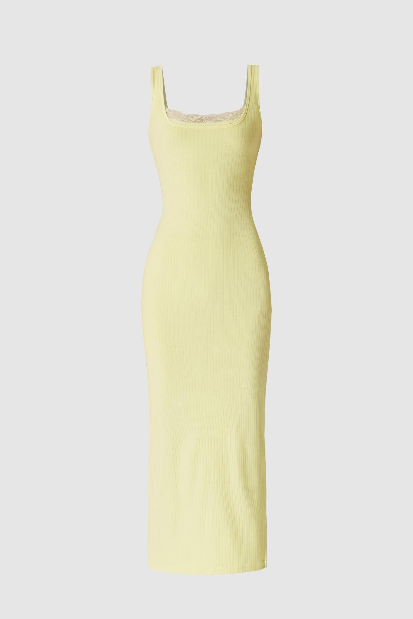 Mina Ribbed Dress - Lemon - Olaben - Womens Dress