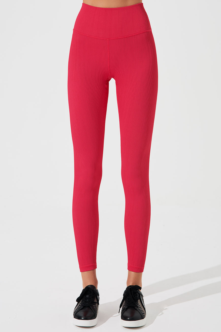 Cardinal pink high-waist leggings for women, perfect for a stylish and comfortable look.
