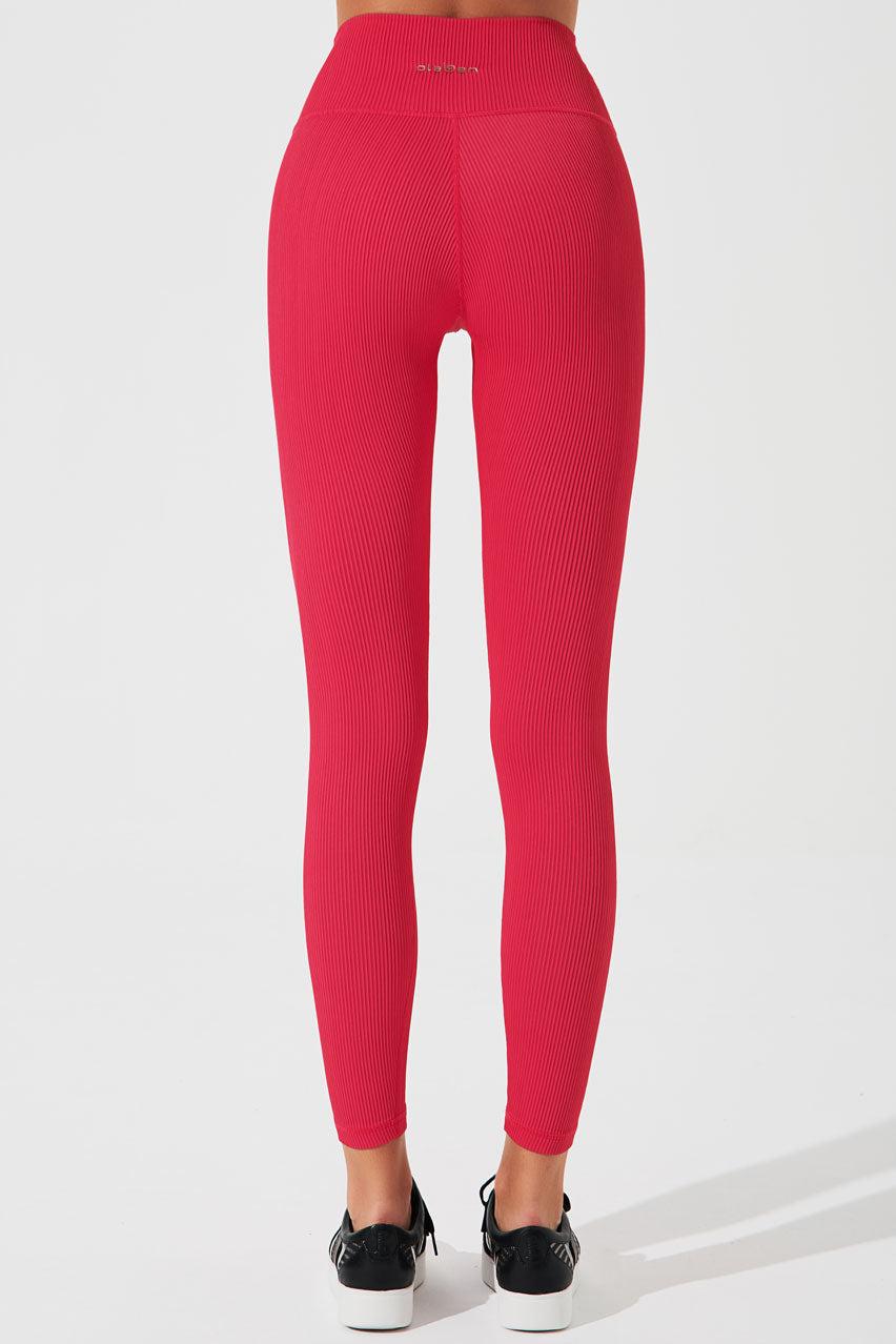Cardinal pink high-waist leggings for women, stylish and comfortable, perfect for any occasion.