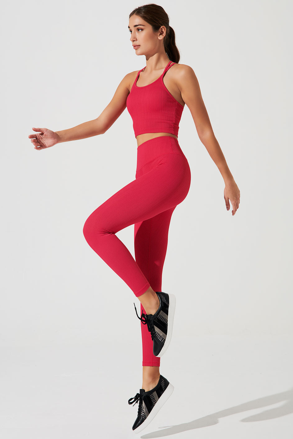 Cardinal pink high-waist leggings for women, size 4, in egrinma_78 design - OW-0141-WLG-PK.