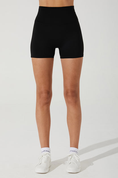 Black women's biker shorts with a stylish design - OW-0038-WSH-BK - 2.jpg