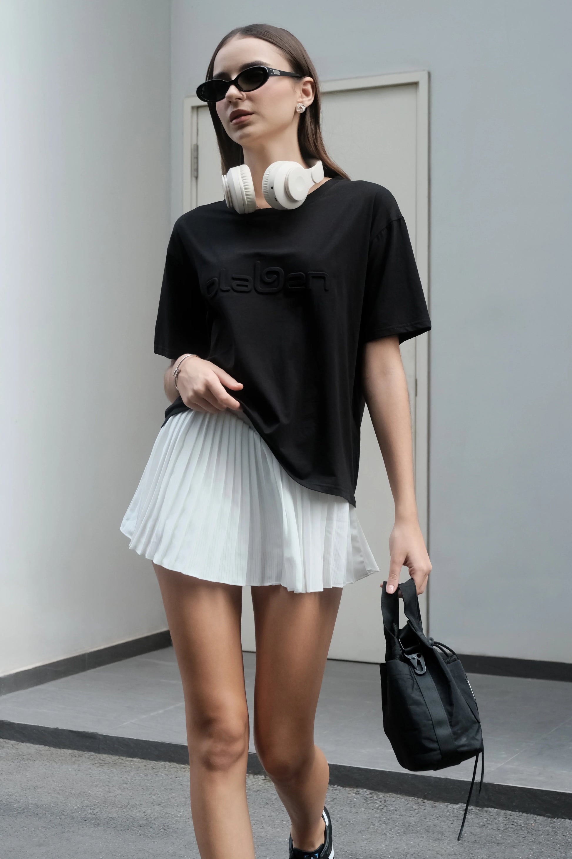 Embossed Logo T Shirt - Black - Olaben - Womens Short Sleeve