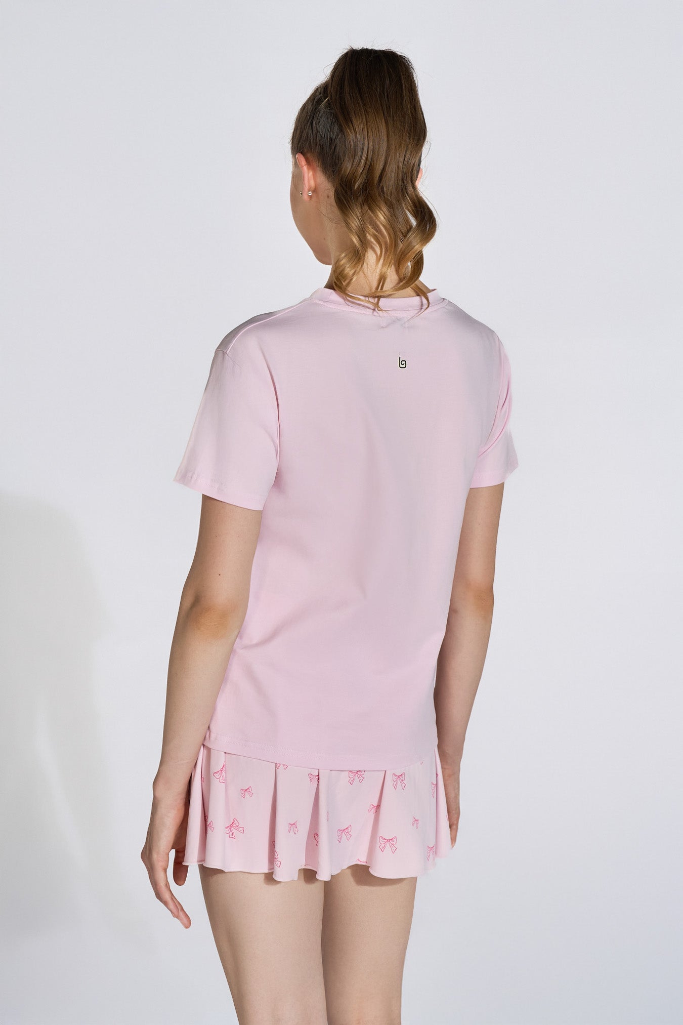 Embossed Logo T Shirt - Pink - Olaben - Womens Short Sleeve