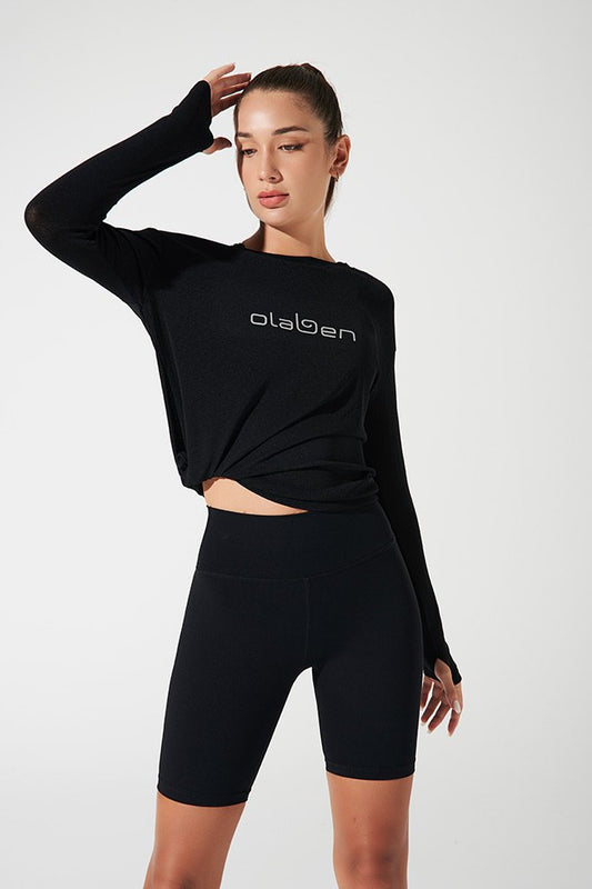 Stylish black long sleeves top for women - Emmy, OW-0101-WLS-BK, perfect for any occasion.