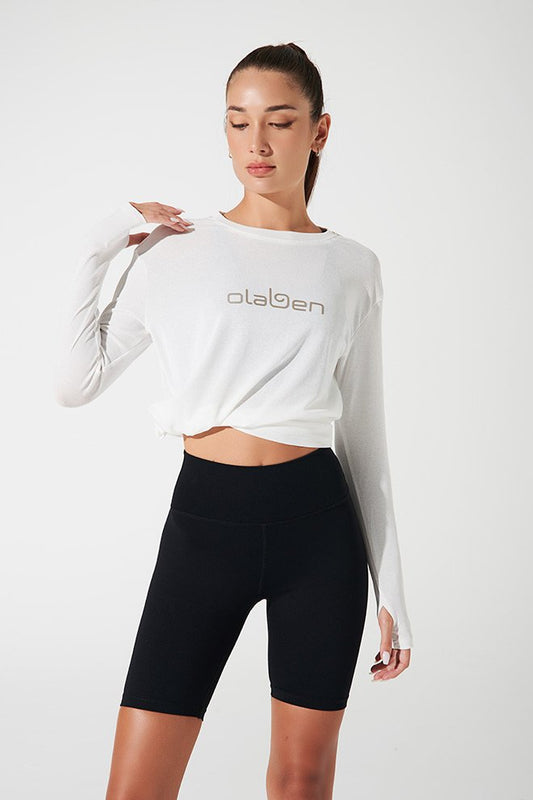 Emmy long sleeves top for women, white color, elegant and versatile fashion choice.