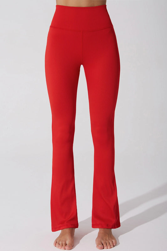 Evana Flare Ribbed Legging - Savvy Red - Olaben - Womens Leggings