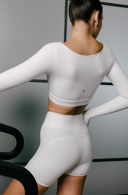 Evo Long Sleeve Crop Top - Off White
