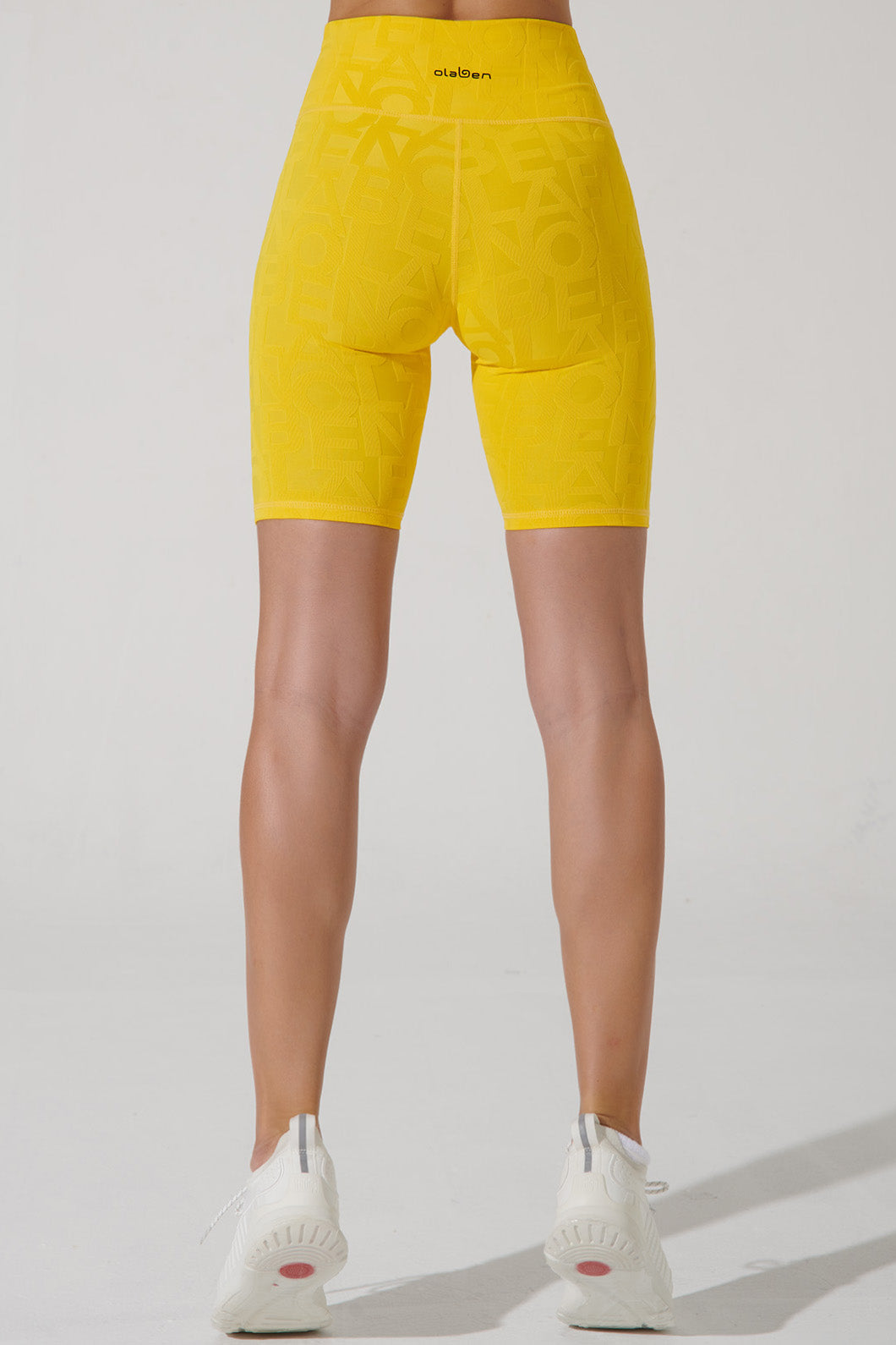 Vibrant gamboge yellow women's shorts with 3D design - fonte_bikershort_3d_womens_shorts_gamboge_yellow_OW-0060-WSH-YL_2.jpg