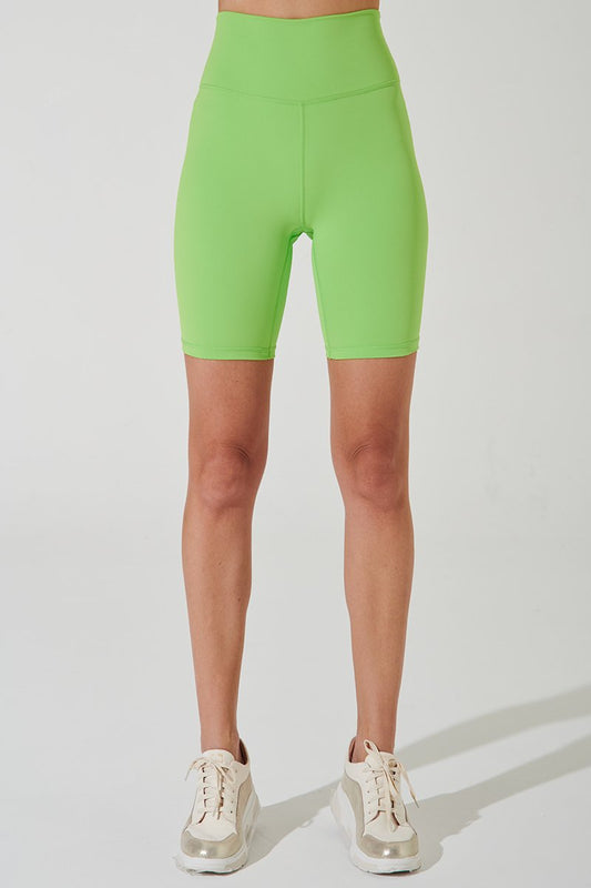 Fluorescent green women's bike shorts with a vibrant design - OW-0103-WSH-GN_2.jpg