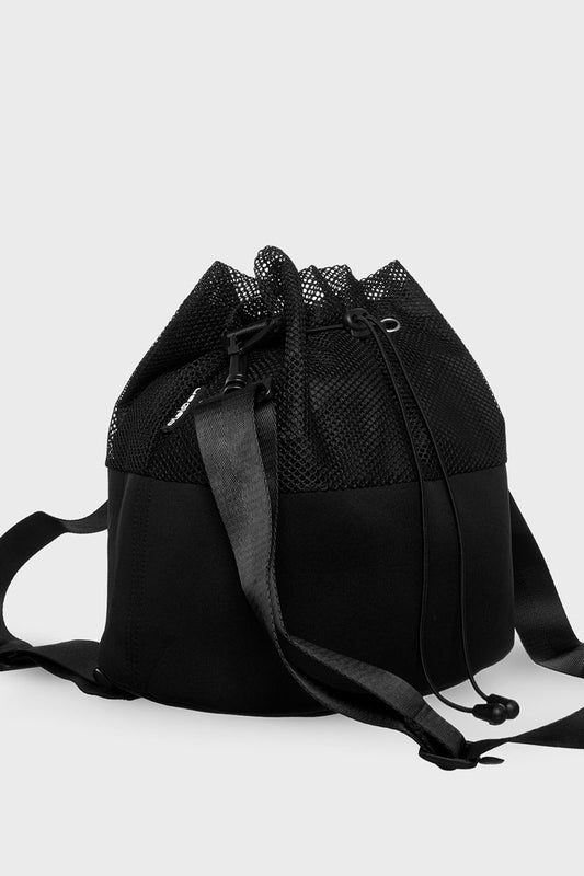 Black mesh bag with Fortis logo, perfect for carrying essentials, style statement accessory.
