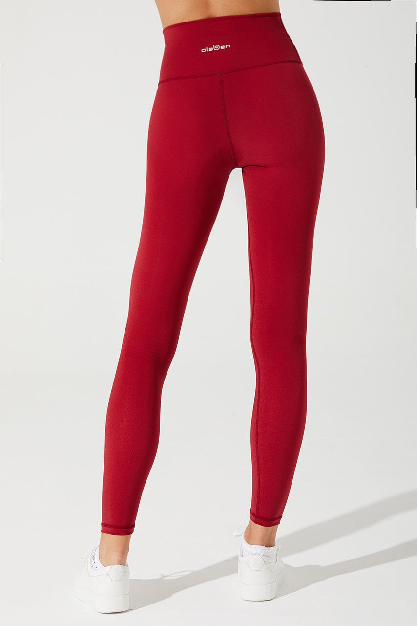 Stylish magenta red women's leggings with a vibrant design - perfect for a fashionable look.