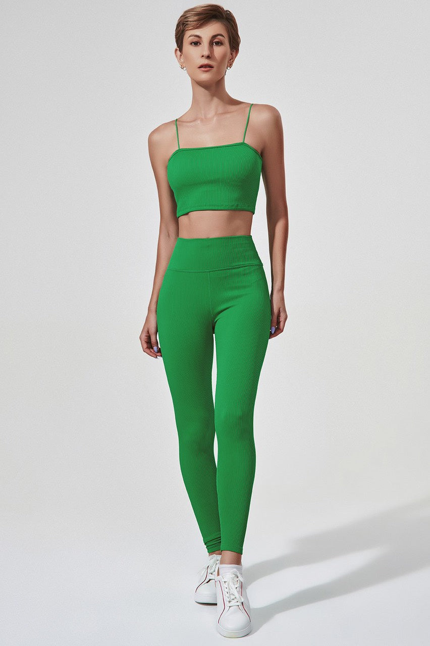 Jadeite spaghetti strap women's bra in fern green, a stylish and vibrant lingerie choice.