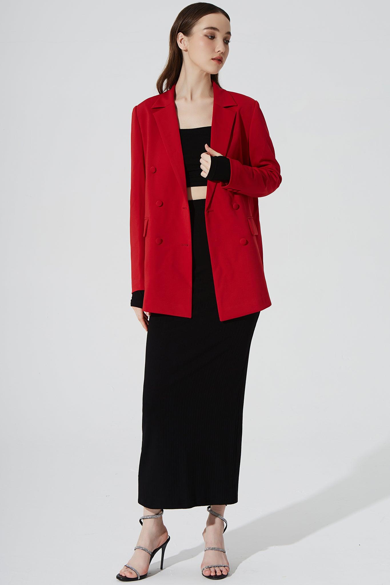 Jeslyn Blazer - Crimson - Olaben - Womens Jacket