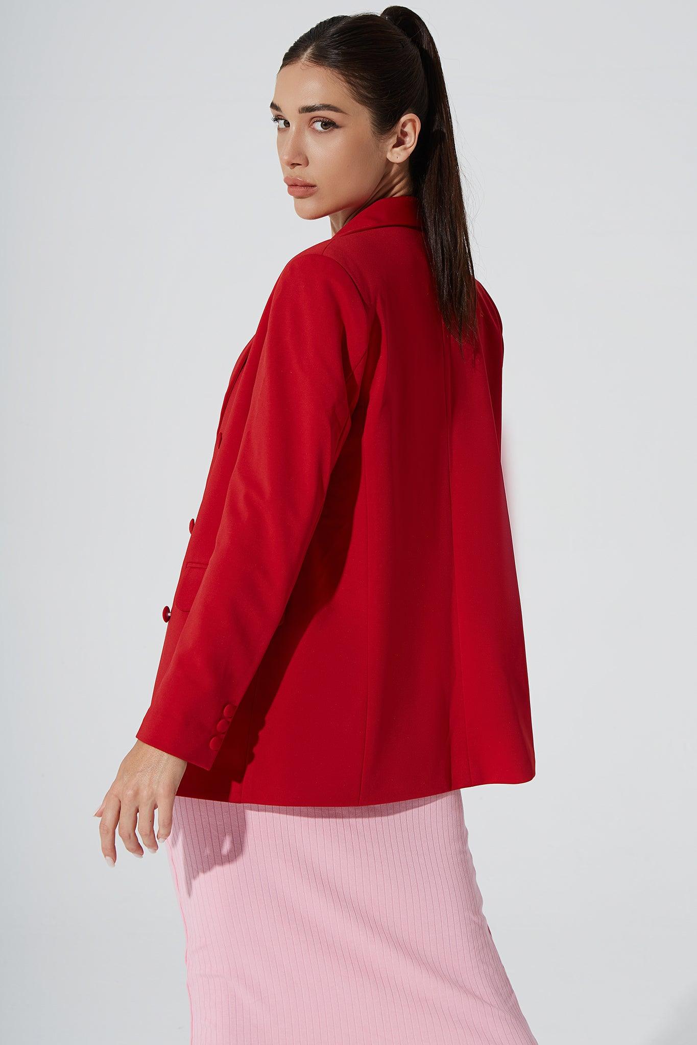 Jeslyn Blazer - Crimson - Olaben - Womens Jacket