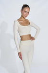 Long Sleeve Ruched Bra - Ivory