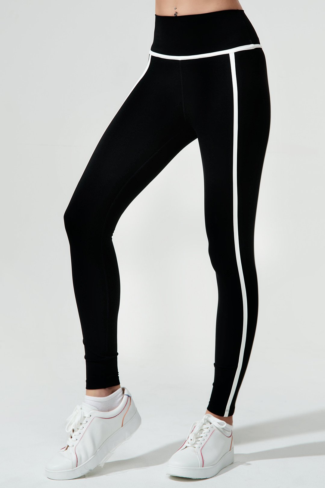 Stylish black women's leggings with a jet black shade - perfect for any occasion.