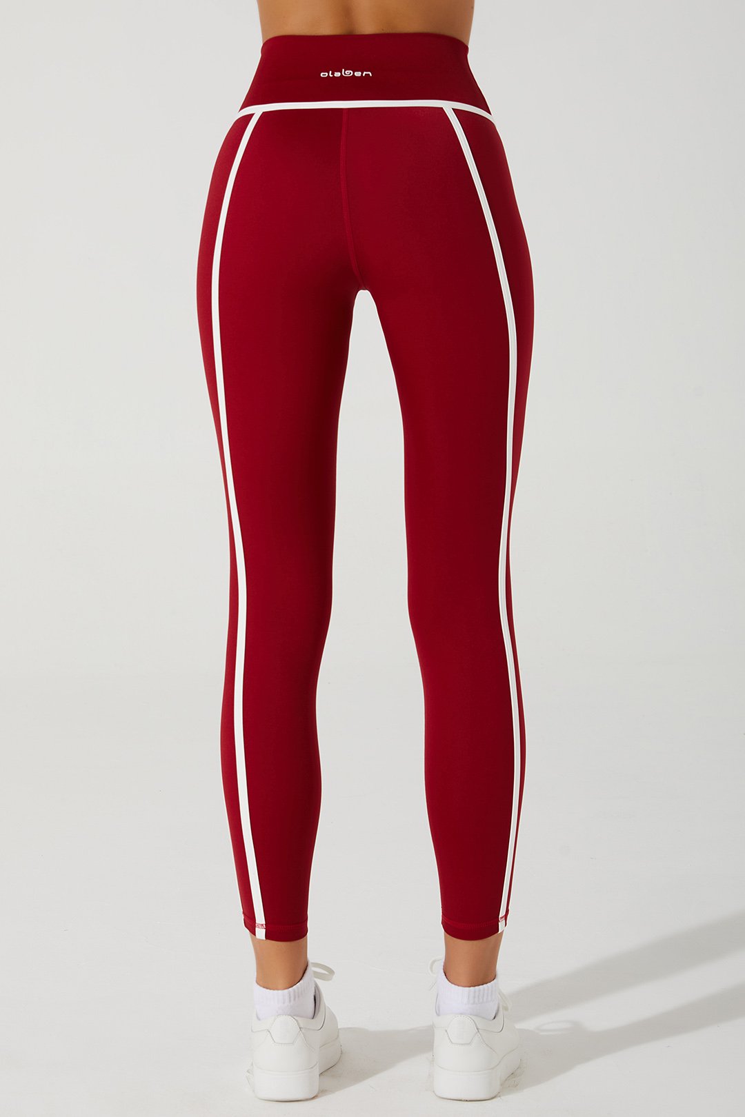 Vibrant magenta and red women's leggings with a lively and playful design - OW-0050-WLG-RD.