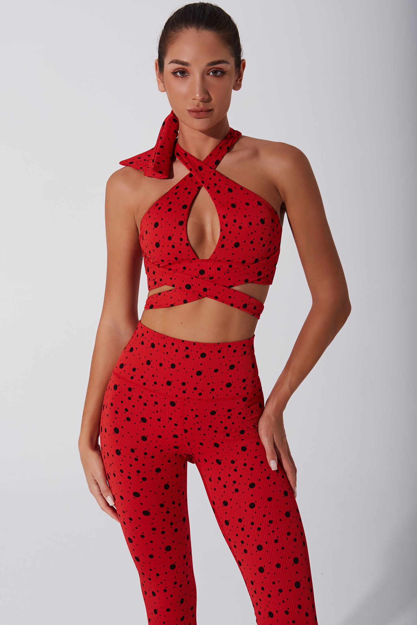 Vibrant RED polka dots bra for women, a stylish choice for a trendy look.