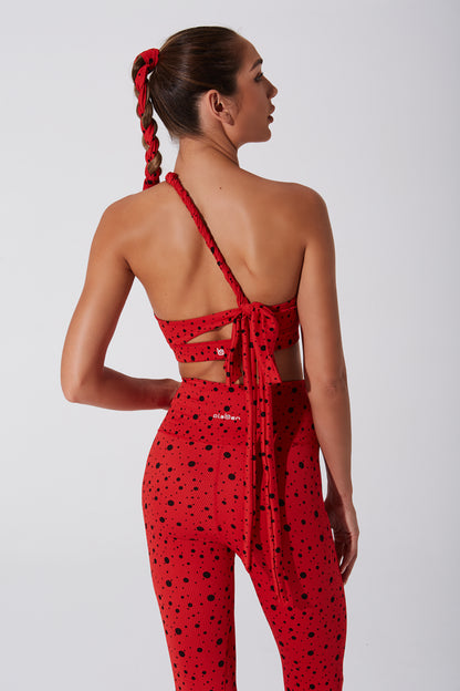 Vibrant RED polka dots bra for women, a stylish choice for a trendy look.