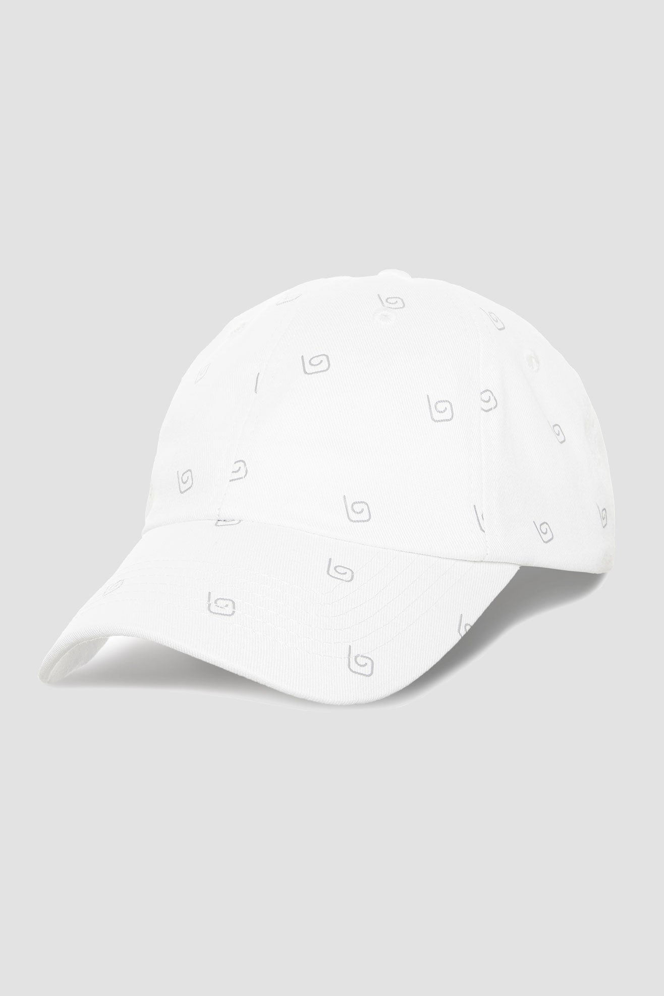 White monogram cap with Olaben logo, perfect headwear accessory for a stylish look.