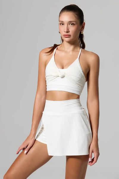 Monogram Slit Skirt - White