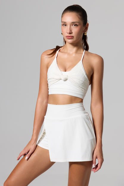 Monogram Slit Skirt - White