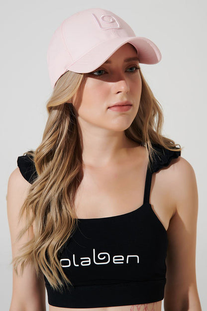 Stylish pink baseball cap with the brand name 'olaben' - perfect for sporty fashion enthusiasts.