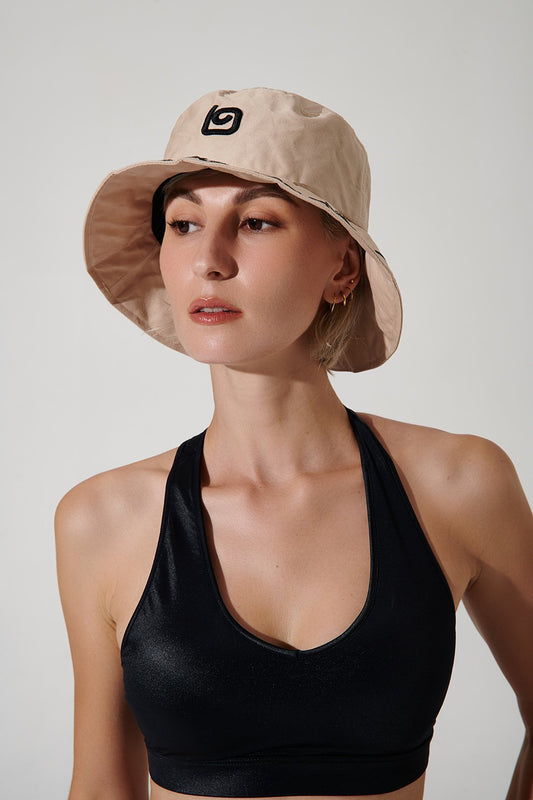 Beige bucket hat headwear with the brand name 'olaben' - OW-0153-UHW-BG - Image 2.