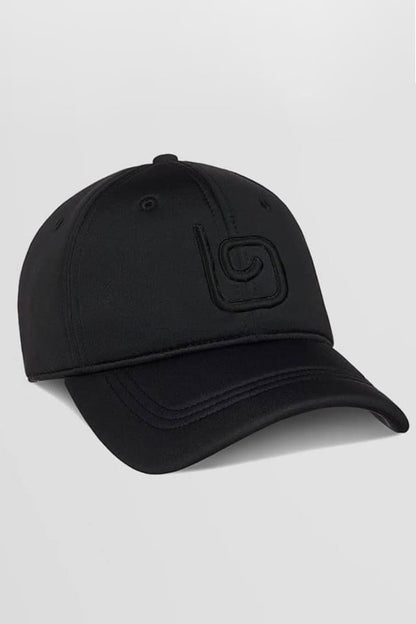 A black baseball cap with the black brand name olaben depicted in the image.