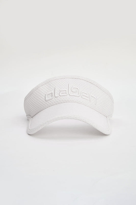 White visor cap headwear with white accents - OW-0155-UHW-WT_1.jpg