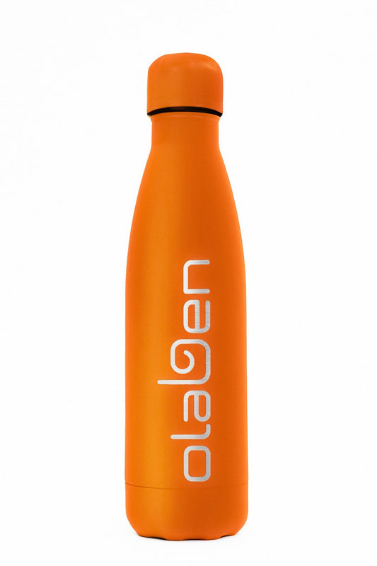 Vibrant tangerine orange water bottle equipment with the brand name 'olaben' - OW-0166-UEQ-OR-2_1.jpg