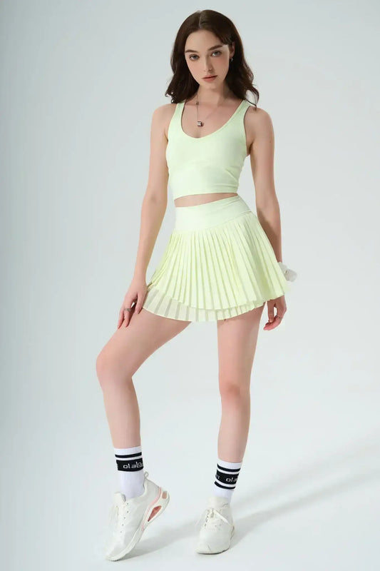 Elay Tank & Christina Pleated Skirt - Lemon - Olaben